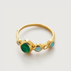 Monica Vinader Siren Bezel 18k Gold Vermeil Multi Green Onyx Gemstone Ring